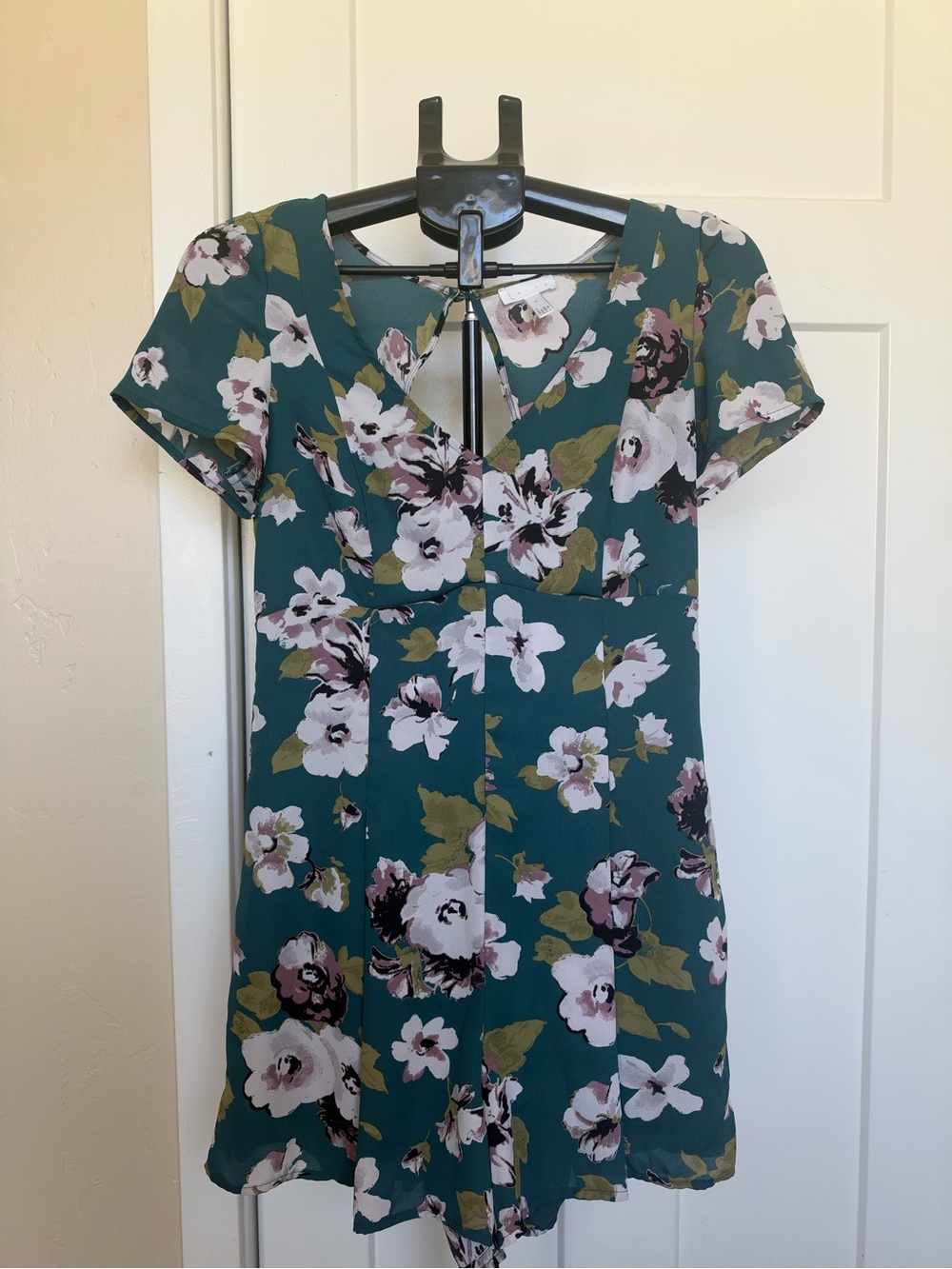Leith Teal Floral Short Sleeve Romper